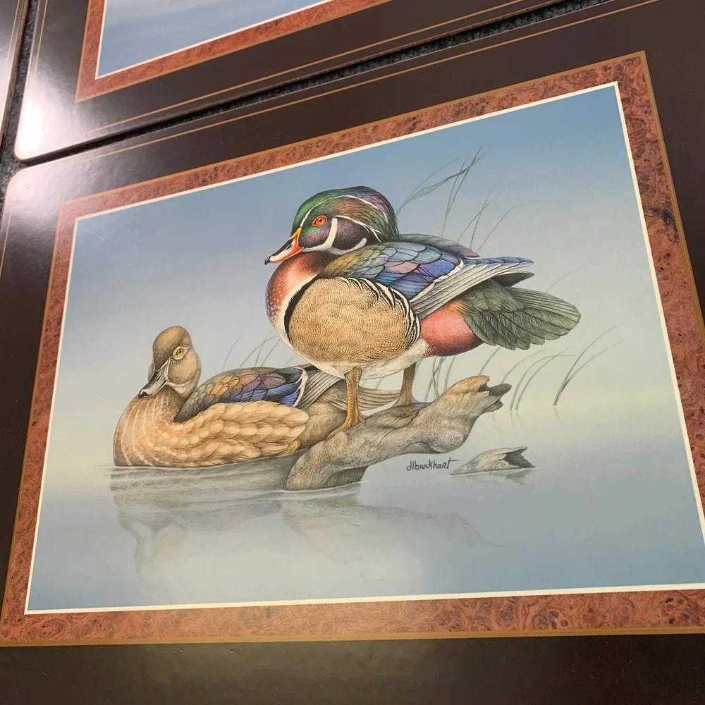 Pimpernel Duck Waterfowl Placemats & Coasters Set Cork Backed Vintage England